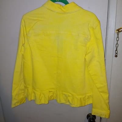 Diane Gillman Yellow Ruffle Hem Jean Jacket - Thumbnail 4