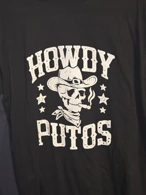 Howdy Putos Vintage Western Cowboy Skull T-Shirt - Image 1
