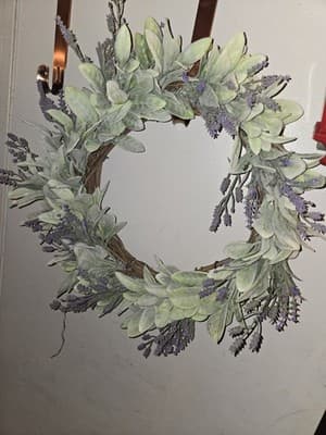Wicker Park 24" Faux Lavender and Lamb's Ear Wreath - Image 1