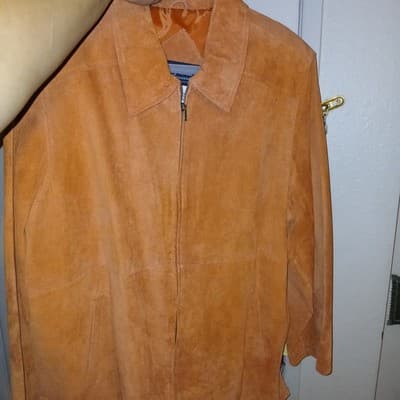 Terry Lewis Classic Luxuries Leather Jacket L Large RN 77025 Orange shoulder pad - Thumbnail 2