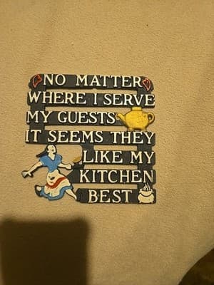 VINTAGE Kitchen Cooking Metal Trivet Wall Hanging Picture Plaque Art RARE - Image 1