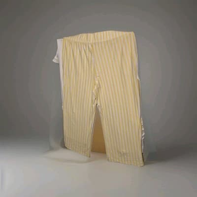 AnyBody Yellow & White Vertically-Striped Wide-Leg Capri Rayon Pants Size XL - Thumbnail 2
