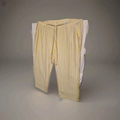 AnyBody Yellow & White Vertically-Striped Wide-Leg Capri Rayon Pants Size XL - Image 1