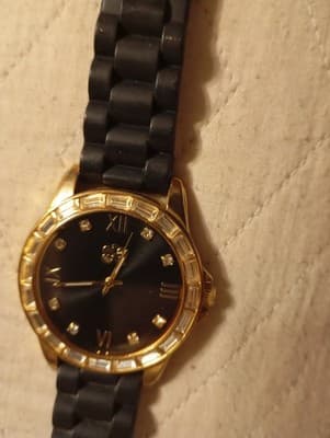 Curations Men's Gold Tone Swarovski Crystal Gem Elements Face Quartz Watch - Image 1