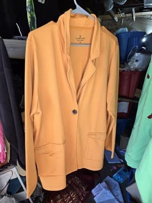 Cuddl Duds Lightweight Comfort BlazerPatch Pockets Gold Ochre - Image 1