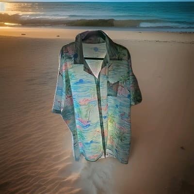 KYKU Funky Hawaiian Shirt for Men Palm Trees., Fla.ingos, 4XL NWT - Image 1