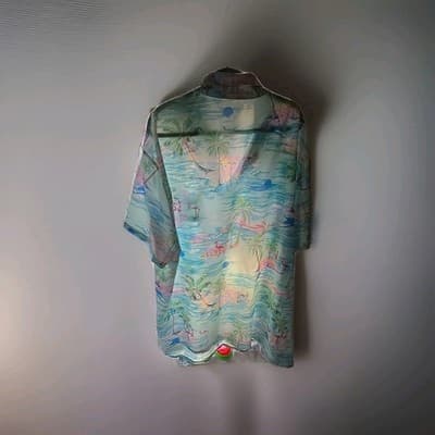 KYKU Funky Hawaiian Shirt for Men Palm Trees., Fla.ingos, 4XL NWT - Thumbnail 3