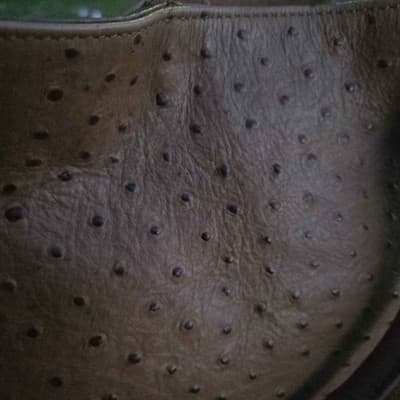 G.I.L.I. Brown Ostrich Embossed Leather Large Tote Hobo Bag Tassel - Thumbnail 3