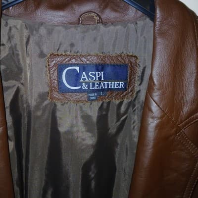 Vintage Caspi & Leather Brown Genuine Leather Womens Trench Coat Size Large - Thumbnail 2