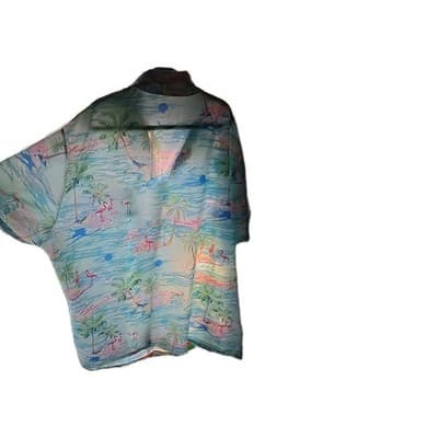 KYKU Funky Hawaiian Shirt for Men Palm Trees., Fla.ingos, 4XL NWT - Thumbnail 4