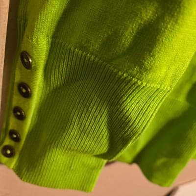 Diane Gilman Lime Green Turtleneck Sweater Button Cuff Ribbed Long Sleeve xl - Thumbnail 4