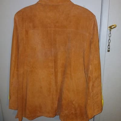 Terry Lewis Classic Luxuries Leather Jacket L Large RN 77025 Orange shoulder pad - Thumbnail 2
