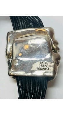 Or Paz Sterling 925 Silver Leather Cord Magnetic Closure Bracelet 7.5 in - Thumbnail 2