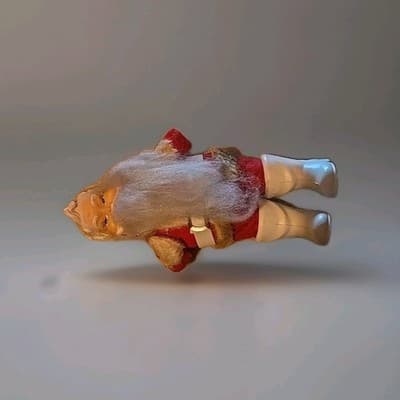 Vtg 1950s Rubber Face Santa Claus Doll 10” Plush Straw Body Japan Ornament MCM - Thumbnail 2