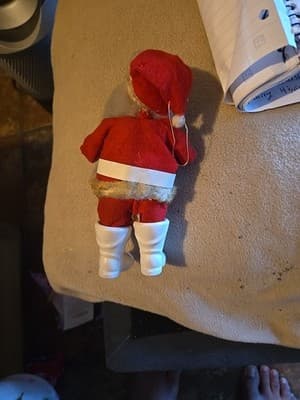 Vtg 1950s Rubber Face Santa Claus Doll 10” Plush Straw Body Japan Ornament MCM - Thumbnail 4
