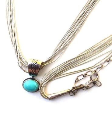 Carolyn Pollack 925 Reversible Turquoise Pendant Bear + Liquid Silver Necklace - Thumbnail 2