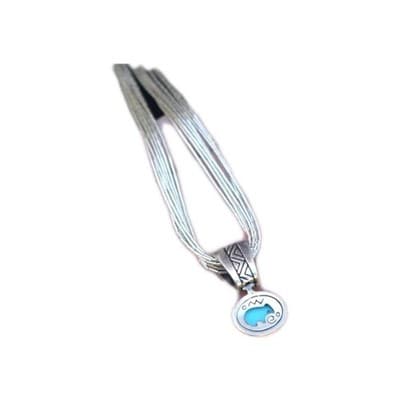 Carolyn Pollack 925 Reversible Turquoise Pendant Bear + Liquid Silver Necklace - Image 1