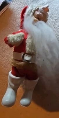 Vtg 1950s Rubber Face Santa Claus Doll 10” Plush Straw Body Japan Ornament MCM - Thumbnail 5