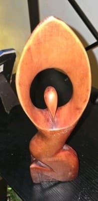 Vintage Hand Carved Abstract Woman Shout for Joy Wood Sculpture Hardwood 9.5" - Image 1