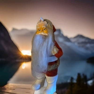 Vtg 1950s Rubber Face Santa Claus Doll 10” Plush Straw Body Japan Ornament MCM - Image 1