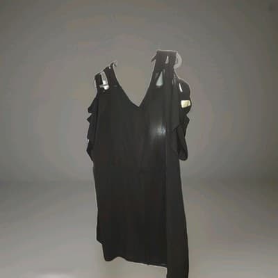 Kris Jenner Kollection Women 1xl Short Sleeve Black Tunic Blouse Shoulder Straps - Image 1