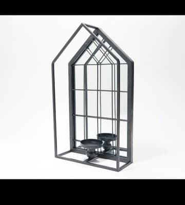 Barbara King 16.3" Metal Wall Mirror with Candle Holder - Image 1