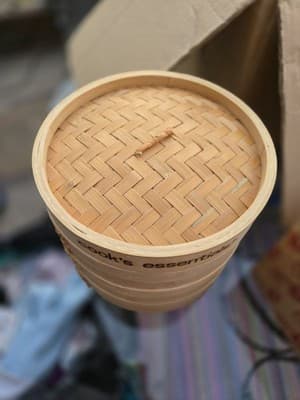 8'' Wooden Dim Sum Bamboo Steamer 2 Tier Dumplings Basket Steam Cooker Rice Cook - Image 1