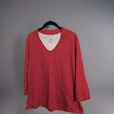 NEW ISAAC MIZRAHI LIVE Women's 3/4 Sleeve Tunic Polka Dots Black White Size Larg - Image 1