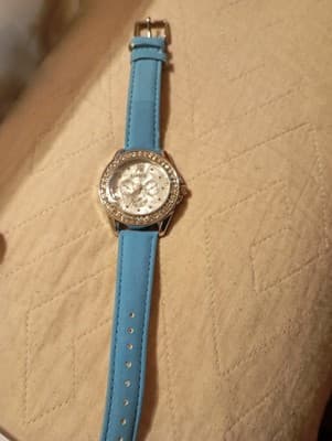 Kessaris Pearlized Dial Crystal Accent Bezel Roun Case 40 mm Watch - Thumbnail 2