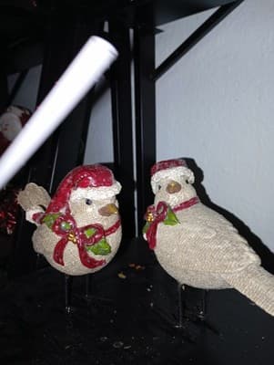 2pc Burlap Birds with Santa Hat by Valerie - Thumbnail 2