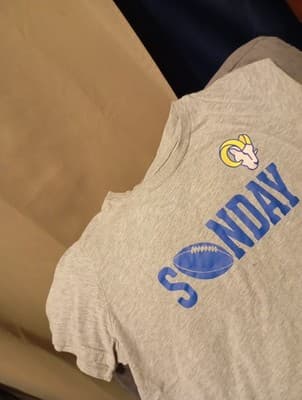 NFL LA Rams Sunday Football Women’s Short Sleeve Heather Gray T-Shirt- Large - Thumbnail 2