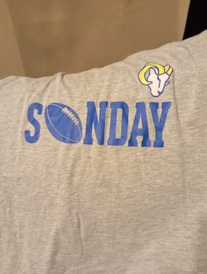 NFL LA Rams Sunday Football Women’s Short Sleeve Heather Gray T-Shirt- Large - Image 1