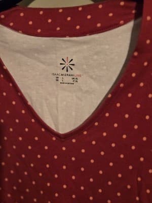 NEW ISAAC MIZRAHI LIVE Women's 3/4 Sleeve Tunic Polka Dots Black White Size Larg - Thumbnail 2