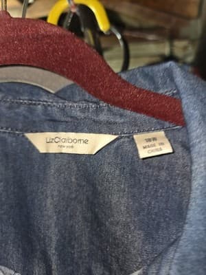 Liz Claiborne Womens Ombré Chambray Top Button Down Lightweight Size 18w - Thumbnail 2