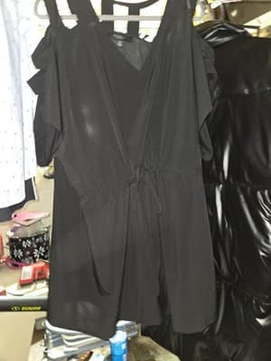 Kris Jenner Kollection Women 1xl Short Sleeve Black Tunic Blouse Shoulder Straps - Thumbnail 5