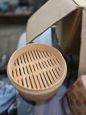 8'' Wooden Dim Sum Bamboo Steamer 2 Tier Dumplings Basket Steam Cooker Rice Cook - Thumbnail 5