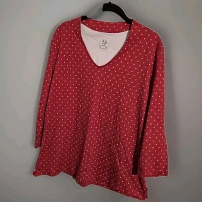 NEW ISAAC MIZRAHI LIVE Women's 3/4 Sleeve Tunic Polka Dots Black White Size Larg - Thumbnail 4