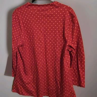 NEW ISAAC MIZRAHI LIVE Women's 3/4 Sleeve Tunic Polka Dots Black White Size Larg - Thumbnail 3