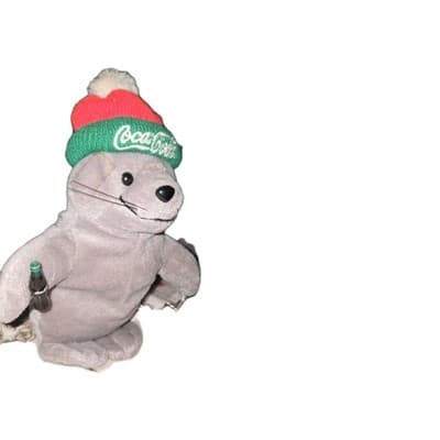 Coca-Cola COKE CUTE SEAL W/ HAT 9" Bean Bag Stuffed Animal Toy 1998 NEW - Thumbnail 2