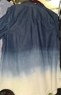 Susan Graver Light Chambray Dip-Dyed Y-Neck Tunic Shirt New - Thumbnail 2