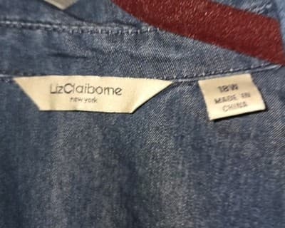 Susan Graver Light Chambray Dip-Dyed Y-Neck Tunic Shirt New - Thumbnail 3