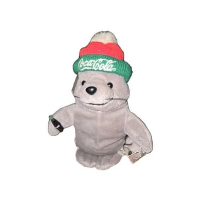 Coca-Cola COKE CUTE SEAL W/ HAT 9" Bean Bag Stuffed Animal Toy 1998 NEW - Image 1