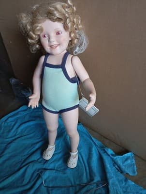Danbury Mint Shirley Temple Porcelain Doll Bathing Beauty 1990S COLLECTIBLE - Thumbnail 2