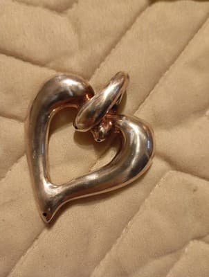 925 Sterling Silver Vintage Open Puffy Floating Love Heart Pendant PT20751 - Thumbnail 3