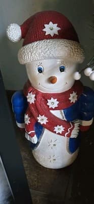 RARE Plow & Hearth LED Resin Light Up Snowman Statue Made in Cambodia 18 1/2"H - Image 1