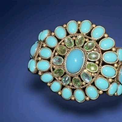 Concho Turquoise Bracelet Vintage - made In China - Image 1