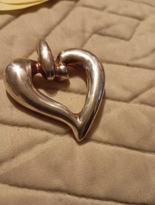 925 Sterling Silver Vintage Open Puffy Floating Love Heart Pendant PT20751 - Thumbnail 2