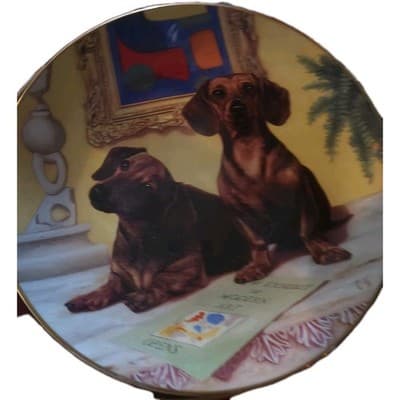 Dachshunds Puppy Dog, The Art Critics, Christopher Nick The Danbury Mint Plate - Image 1