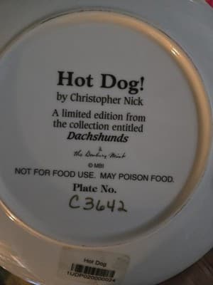 Dachshunds Puppy Dog, Hot Dog!, Christopher Nick The Danbury Mint Plate - Thumbnail 2