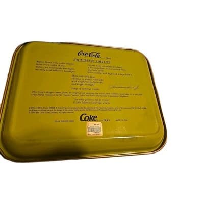 1999 Coca-Cola Metal Tray Summer Smiles 13x10.5 FREE SHIPPING! - Thumbnail 2